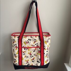 Disney Parks Mickey Mouse "Character Expressions" zip top large Canvas Tote.